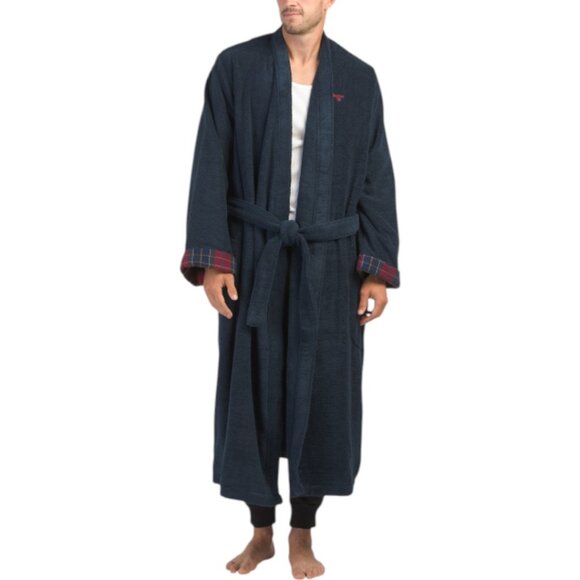 BARBOUR Cotton Tartan Trim Robe - Picture 1 of 3